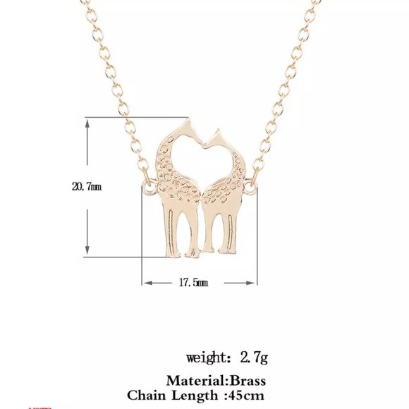 Gold Giraffe heart Necklace - Picture 4 of 5